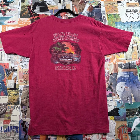 Vintage Harley Davidson Space Coast Palm Bay FL‎ Pocket T-Shirt Graphic Tee - Picture 6 of 9
